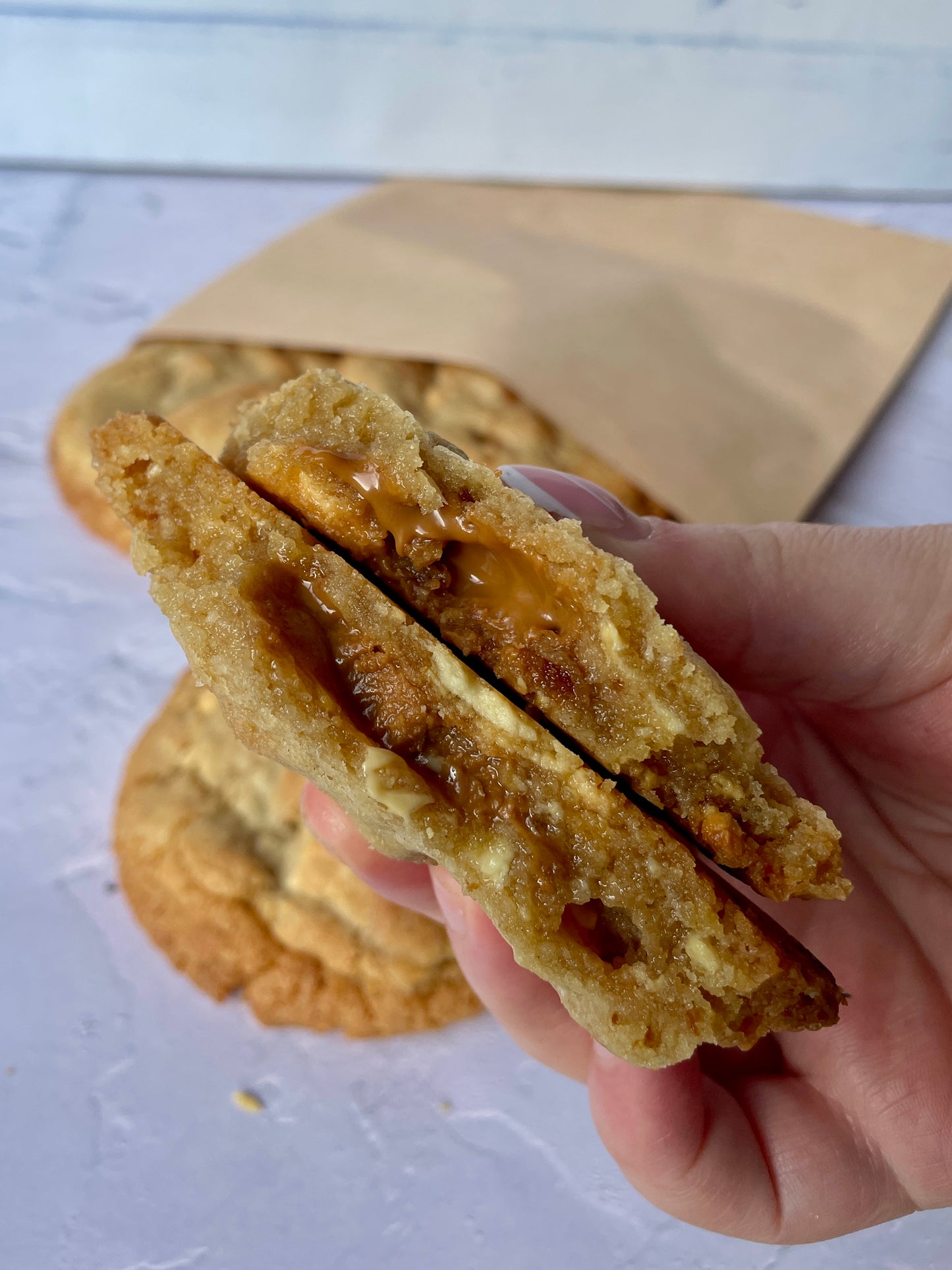 Biscoff White Choc & Caramilk Cookies (4 Pack)